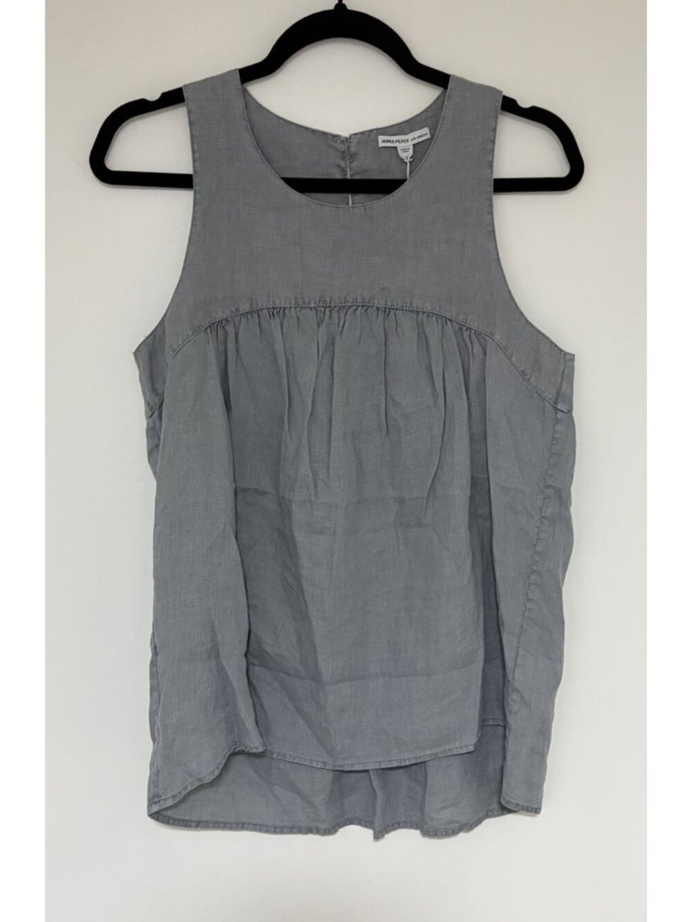 James Perse Women’s Gathered 100% Linen Sleeveless Gray Top Sz 2/ Med NWT - Picture 2 of 9